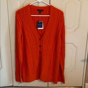 Lands’ End Cable  Knit V-neck Cardigan Sweater